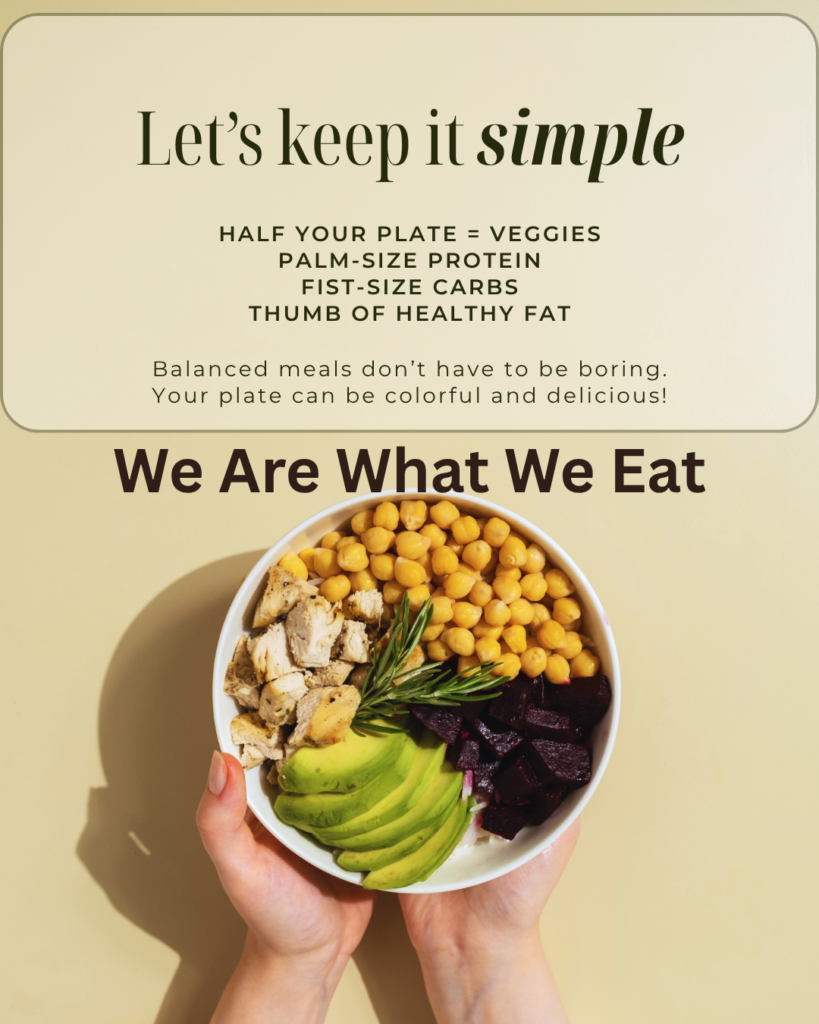 beige and green nutritious simple balanced meal instagram post